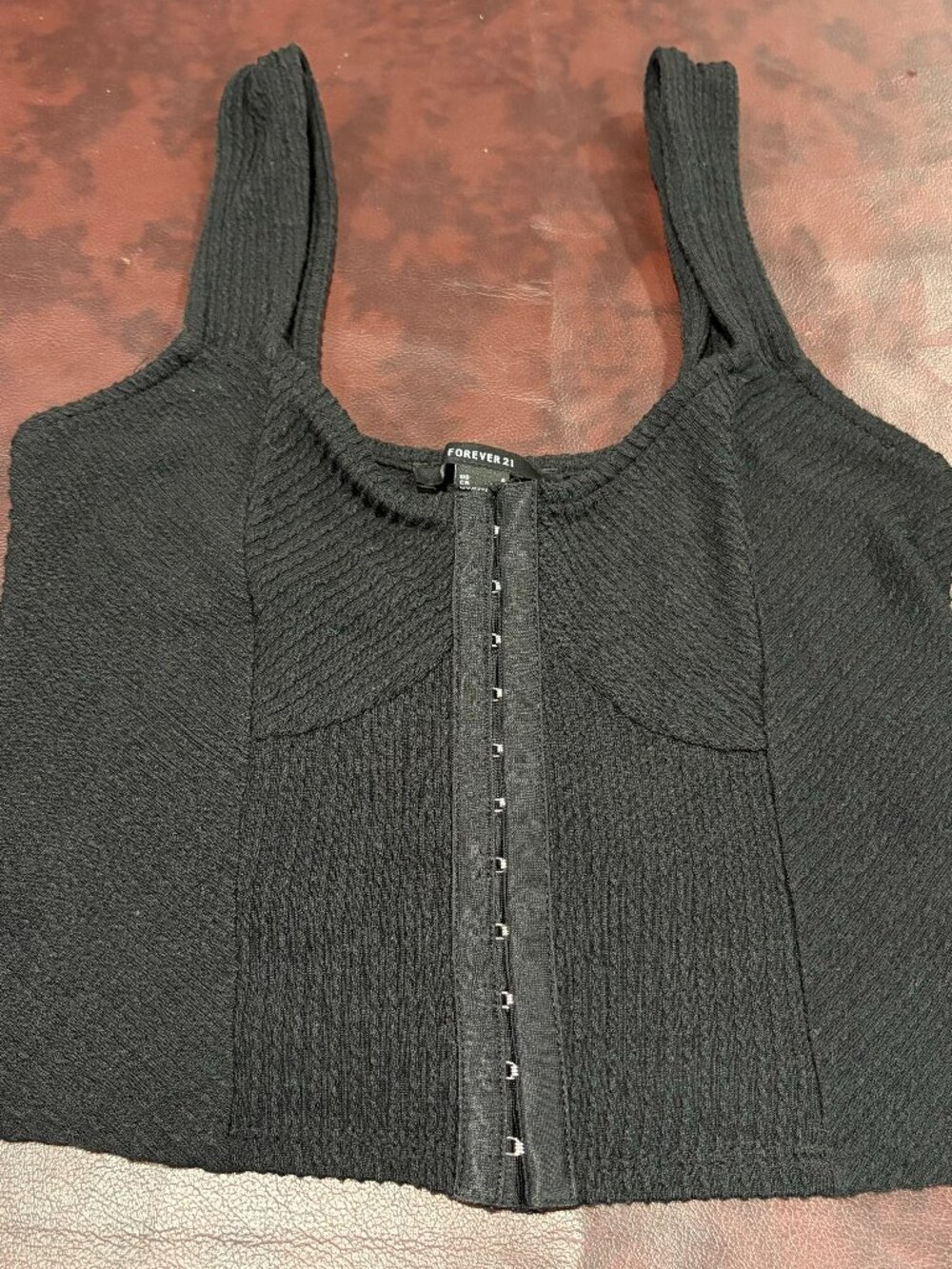 Forever 21 black corset style crop tank, S